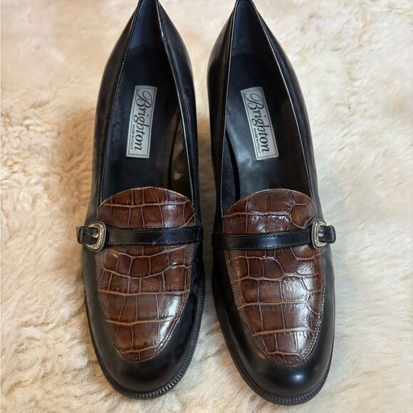 Brighton Women's Black and Brown Leather Loafers size 10 - Picture 8 of 8
